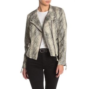 Blank NYC vegan leather grey snake print moto jacket xs